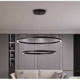 IMMAX NEO FINO SMART závěsné svítidlo 2 kruhy, 60+80cm, 93W, černé, Zigbee 3.0, TUYA