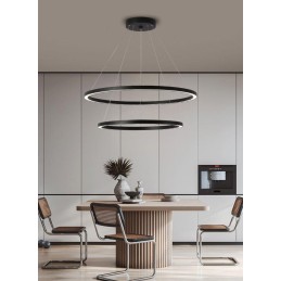 IMMAX NEO FINO SMART závěsné svítidlo 2 kruhy, 60+80cm, 93W, černé, Zigbee 3.0, TUYA