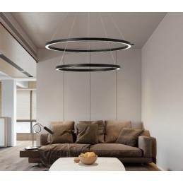 IMMAX NEO FINO SMART závěsné svítidlo 2 kruhy, 60+80cm, 93W, černé, Zigbee 3.0, TUYA