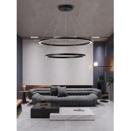 IMMAX NEO FINO SMART závěsné svítidlo 2 kruhy, 60+80cm, 93W, černé, Zigbee 3.0, TUYA