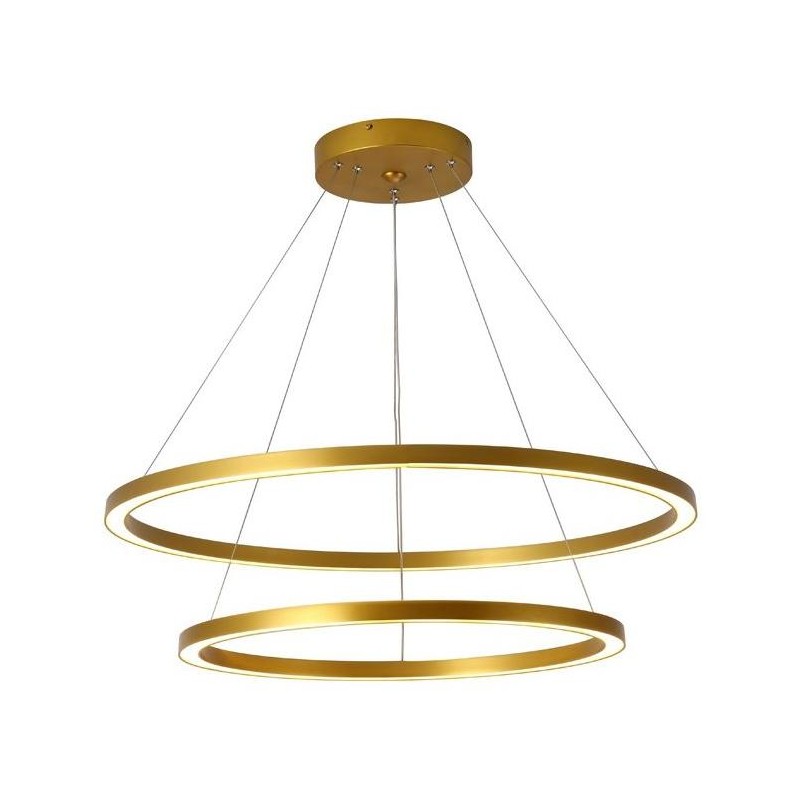 IMMAX NEO FINO SMART závěsné svítidlo 2 kruhy, 60+80cm, 93W zlaté, Zigbee 3.0, TUYA