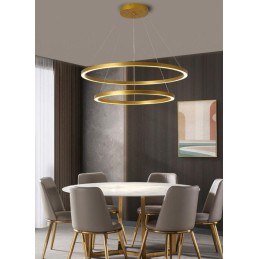 IMMAX NEO FINO SMART závěsné svítidlo 2 kruhy, 60+80cm, 93W zlaté, Zigbee 3.0, TUYA