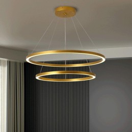 IMMAX NEO FINO SMART závěsné svítidlo 2 kruhy, 60+80cm, 93W zlaté, Zigbee 3.0, TUYA