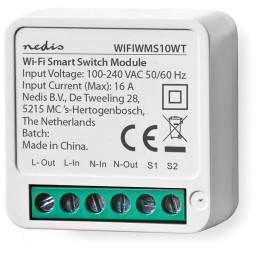 NEDIS Wi-Fi chytrý spínač pro světla/ spotřeba 3680 W/ připojení terminálu/ Android/ iOS/ Nedis® SmartLife/ bílý