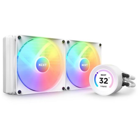NZXT vodní chladič Kraken 280 ELITE RGB / 2x140mm RGB fan / 4-pin PWM / LCD disp. / 6 let / bílý