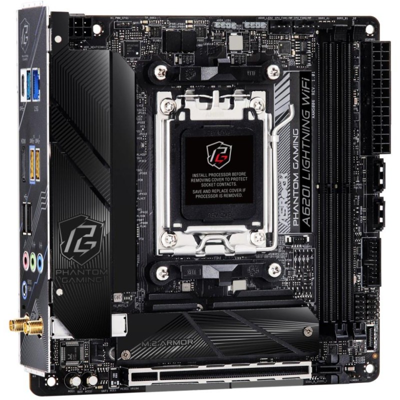 ASRock A620I LIGHTNING WIFI / AMD A620 / AM5 / 2x DDR5 DIMM / 2x M.2 / HDMI / USB-C / WiFi / Mini-ITX