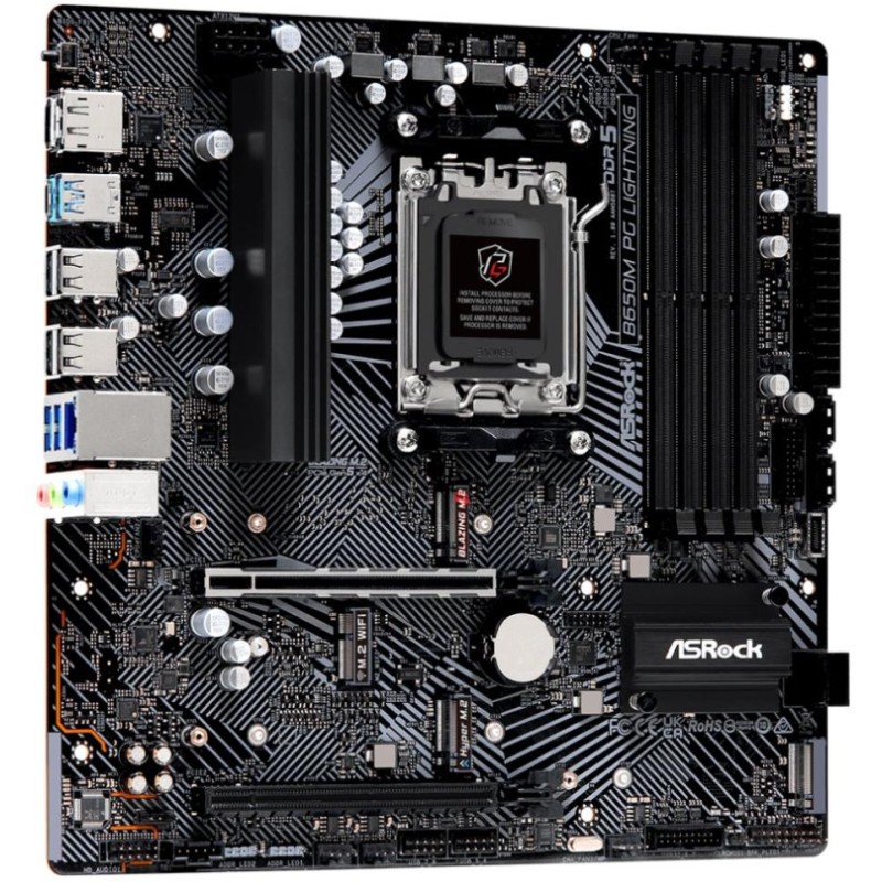 ASRock B650M PG LIGHTNING / AMD B650 / AM5 / 4x DDR5 DIMM / 3x M.2 / HDMI / DP / USB-C / mATX