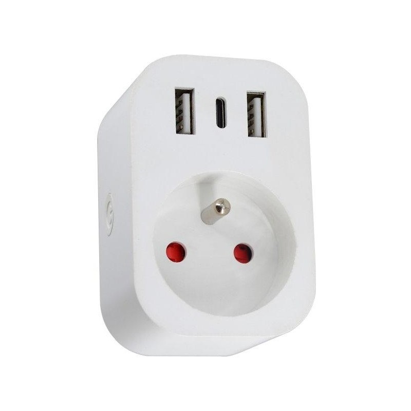 IMMAX NEO LITE SMART chytrá vnitřní zásuvka/ s kolíkem (typ E)/ Wi-Fi/  2x USB, 1x USB-C/ LIDL/ TUYA