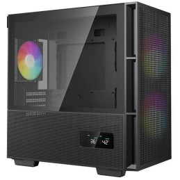 DEEPCOOL skříň CH360 Digital / mATX / 140mm +120 mm fan / USB 3.0 / USB-C /  mesh panel / prosklená bočnice / černá