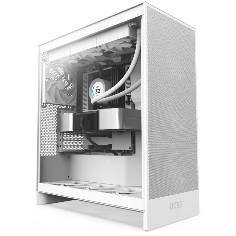 NZXT skříň H7 Flow edition / ATX / 3x 120 mm fan / USB-C / 2x USB / prosklená bočnice / mesh panel / bílá
