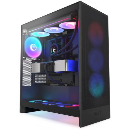 NZXT skříň H7 Flow RGB edition / ATX / 1x360mm RGB core fan/ USB-C / 2x USB / proskl. bočnice / mesh panel / RGB / černá