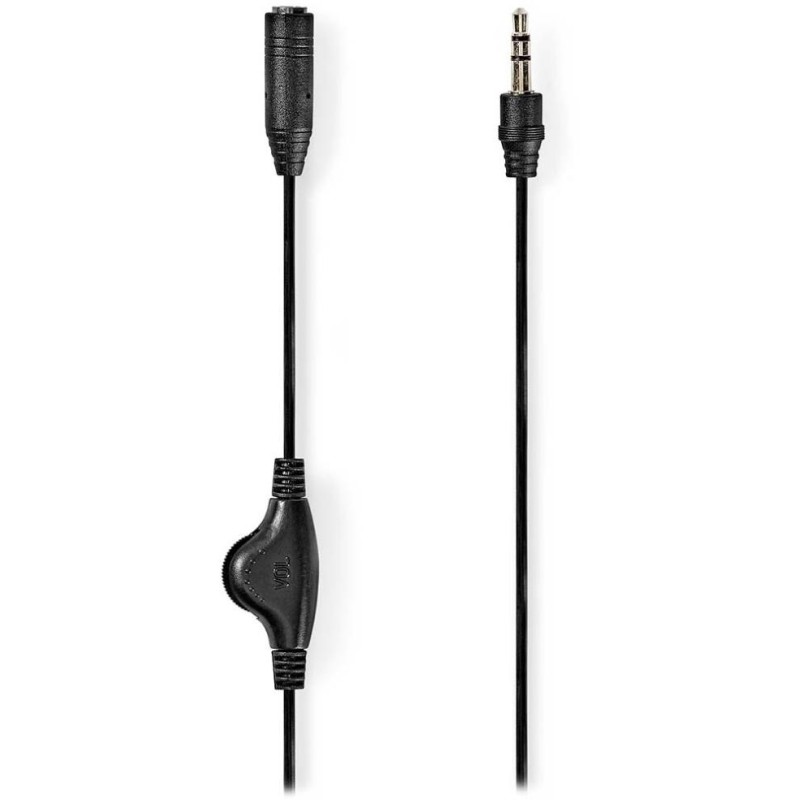 NEDIS kabel stereo audio/ 3,5 mm jack zástrčka - 3,5 mm jack zásuvka/ černý/ bulk/ 1m