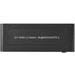 NEDIS HDMI přepínač/ 3x HDMI vstup/ 1x HDMI výstup/ 4K@60Hz/ dálkové ovládání/ box/ kov/ antracit