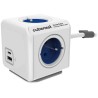 Cubenest Powercube Extended USB PD 20W, A+C, 4× socket, 1.5m, white/blue, child lock, grounding, dock, 10A/250V