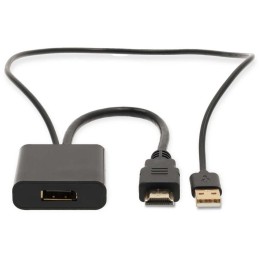 NEDIS adaptérový kabel HDMI - DisplayPort/ zástrčka HDMI - zásuvka DisplayPort/ USB napájení/ 20cm/ box/ černý