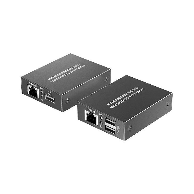 XtendLan CAT6 HDMI extender, vysílač+přijímač, 40m 4k/2k/1080p po jednom CAT6 kabelu, POC, přenos IR a USB (KVM)