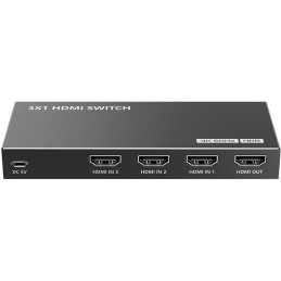 XtendLan HDMI prepínac, 3 vstupy / 1 výstup, do 4k@60Hz (2160p), dálkové ovládání (IR)