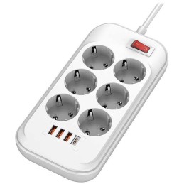 COLORWAY Prodlužovací napájecí přívod/ 6x Schuko/ 3x USB-A / 1x USB-C/ 36W/ kabel 2m