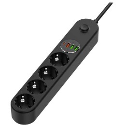 COLORWAY Prodlužovací napájecí přívod/ 4x Schuko/ 3x USB-A / 1x USB-C/ 45W/ Černý/ kabel 2m