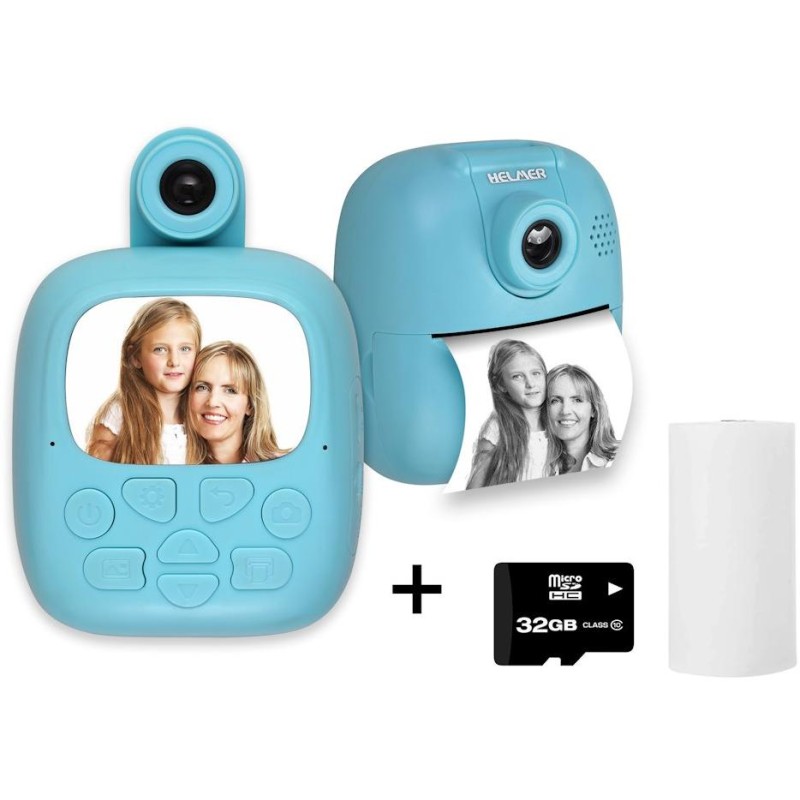 HELMER přenosná termo mini tiskárna s kamerou a fotoaparátem TP02/ 2.0" IPS/ 1200mAh/ USB-C/ Android/ iOS/ modrá