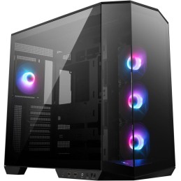 MSI skříň MAG PANO 100R PZ Black/ bez zdroje/ levé a přední sklo/ 4x 120 mm A-RGB fan/ 1x USB-C/ 1x USB3.2/ černá