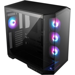 MSI skříň MAG PANO 100R PZ Black/ bez zdroje/ levé a přední sklo/ 4x 120 mm A-RGB fan/ 1x USB-C/ 1x USB3.2/ černá