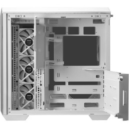 MSI skříň MAG PANO 100R PZ White/ bez zdroje/ levé a přední sklo/ 4x 120 mm A-RGB fan/ 1x USB-C/ 1x USB3.2/ bílá