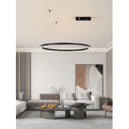 IMMAX NEO FINO NEW SMART závěsné svítidlo 1 kruh, 80cm, 60W, černé, Zigbee 3.0, TUYA