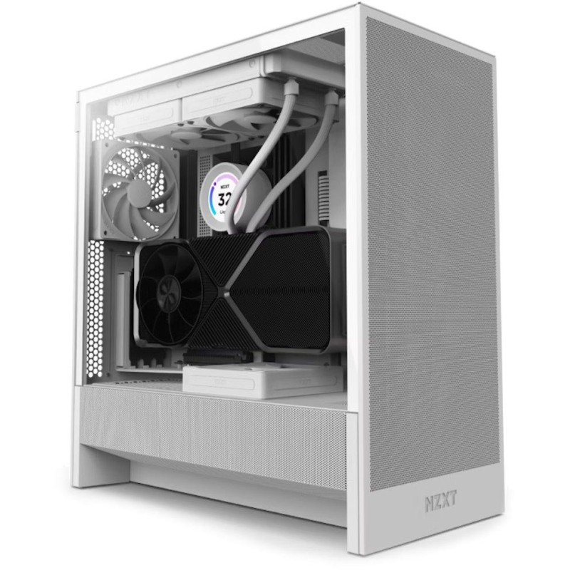 NZXT skříň H5 Flow edition / 2x120 mm fan / USB 3.0 / USB-C 3.1 / průhledná bočnice / mesh panel / bílá