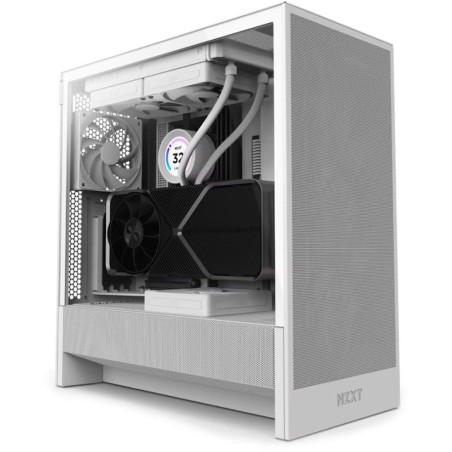 NZXT skříň H5 Flow edition / 2x120 mm fan / USB 3.0 / USB-C 3.1 / průhledná bočnice / mesh panel / bílá
