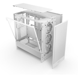 NZXT skříň H5 Flow RGB edition / 1x360 mm RGB core fan / 1x120mm / USB 3.0 / USB-C 3.1 / průhledná bočnice / mesh /bílá