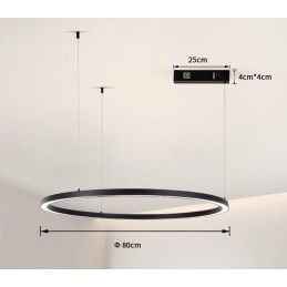 IMMAX NEO FINO NEW SMART závěsné svítidlo 1 kruh, 80cm, 60W, černé, Zigbee 3.0, TUYA