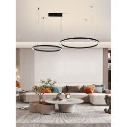 IMMAX NEO FINO NEW SMART závěsné svítidlo 2 kruhy, 60+80cm, 93W, černé, Zigbee 3.0, TUYA