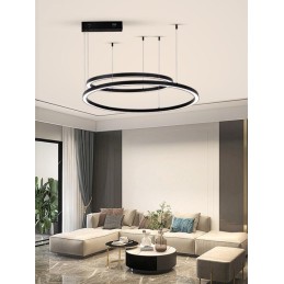 IMMAX NEO FINO NEW SMART závěsné svítidlo 2 kruhy, 60+80cm, 93W, černé, Zigbee 3.0, TUYA