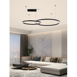 IMMAX NEO FINO NEW SMART závěsné svítidlo 2 kruhy, 60+80cm, 93W, černé, Zigbee 3.0, TUYA