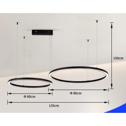 IMMAX NEO FINO NEW SMART závěsné svítidlo 2 kruhy, 60+80cm, 93W, černé, Zigbee 3.0, TUYA
