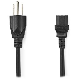 NEDIS napájecí kabel/ přímý/ přímý/ konektor IEC-320-C13/ zástrčka US/ kulatý/ černý/ 2m