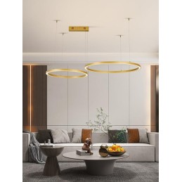 IMMAX NEO FINO NEW SMART závěsné svítidlo 2 kruhy, 60+80cm, 93W zlaté, Zigbee 3.0, TUYA