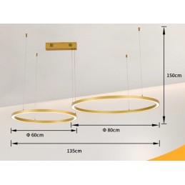 IMMAX NEO FINO NEW SMART závěsné svítidlo 2 kruhy, 60+80cm, 93W zlaté, Zigbee 3.0, TUYA