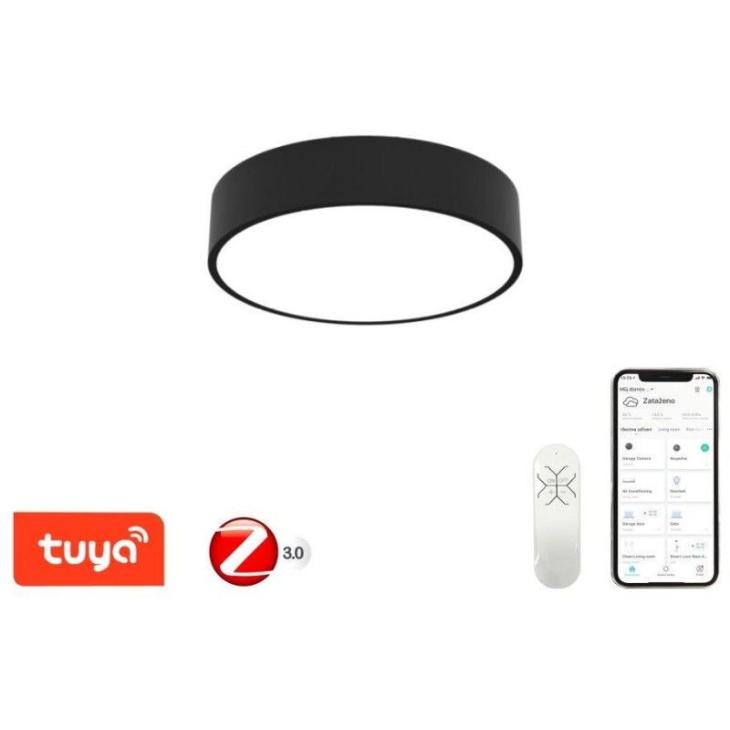 IMMAX NEO RONDATE SLIM Smart stropní svítidlo 40 x 7cm 28W černé Zigbee 3.0, TUYA