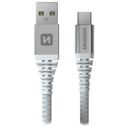 Swissten datový kabel kevlar usb / usb-c 1,5 m bílý
