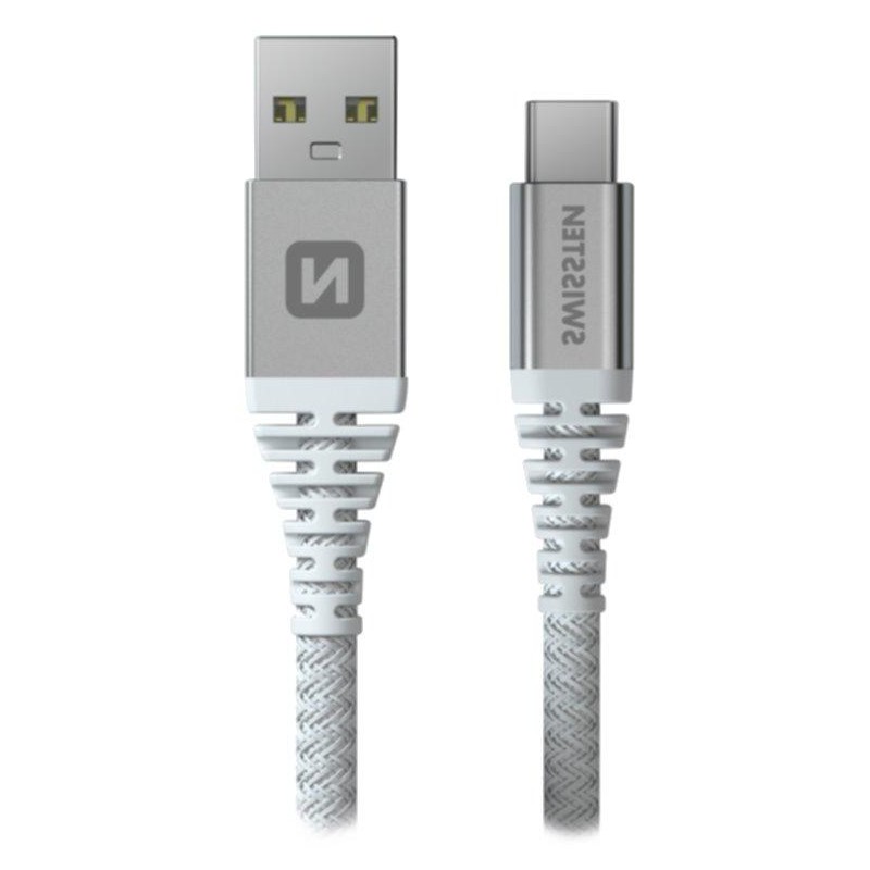 Swissten datový kabel kevlar usb / usb-c 1,5 m bílý