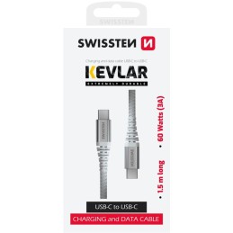 Swissten datový kabel kevlar usb-c / usb-c 1,5 m bílý