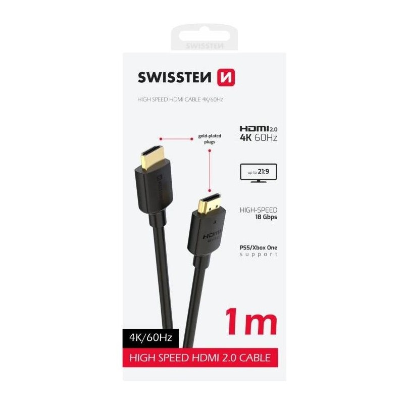 Swissten kabel hdmi na hdmi 4k 60hz 1,0 m pvc