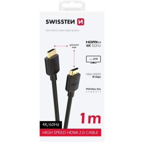 Swissten kabel hdmi na hdmi 4k 60hz 1,0 m pvc