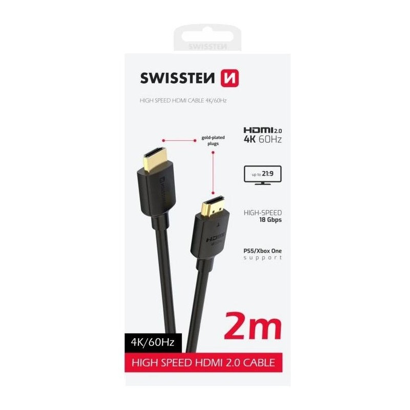 Swissten kabel hdmi na hdmi 4k 60hz 2,0 m pvc