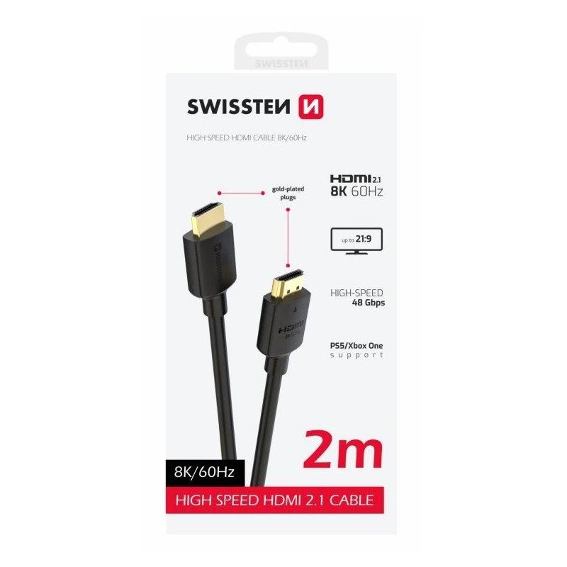Swissten kabel hdmi na hdmi 8k 60hz 2,0 m pvc