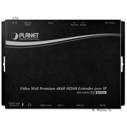 Planet IHD-420PR, HDMI a USB video reciever/ video wall, 4K/60, přijímač, multicast, IR, RS-232, napájení PoE