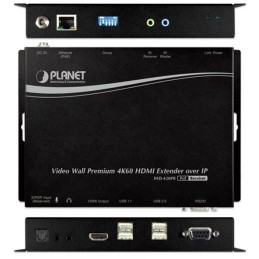 Planet IHD-420PR, HDMI a USB video reciever/ video wall, 4K/60, přijímač, multicast, IR, RS-232, napájení PoE