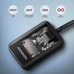 AXAGON USB-C adaptér pro připojení M.2 NVMe SSD / ADM2-CM / USB-C / USB 3.2 Gen2 / USB-C kabel 10cm
